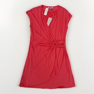 Tommy Bahama Carmela Faux Wrap Ruched Dress Size XL Coral Tutti Frutti Stains